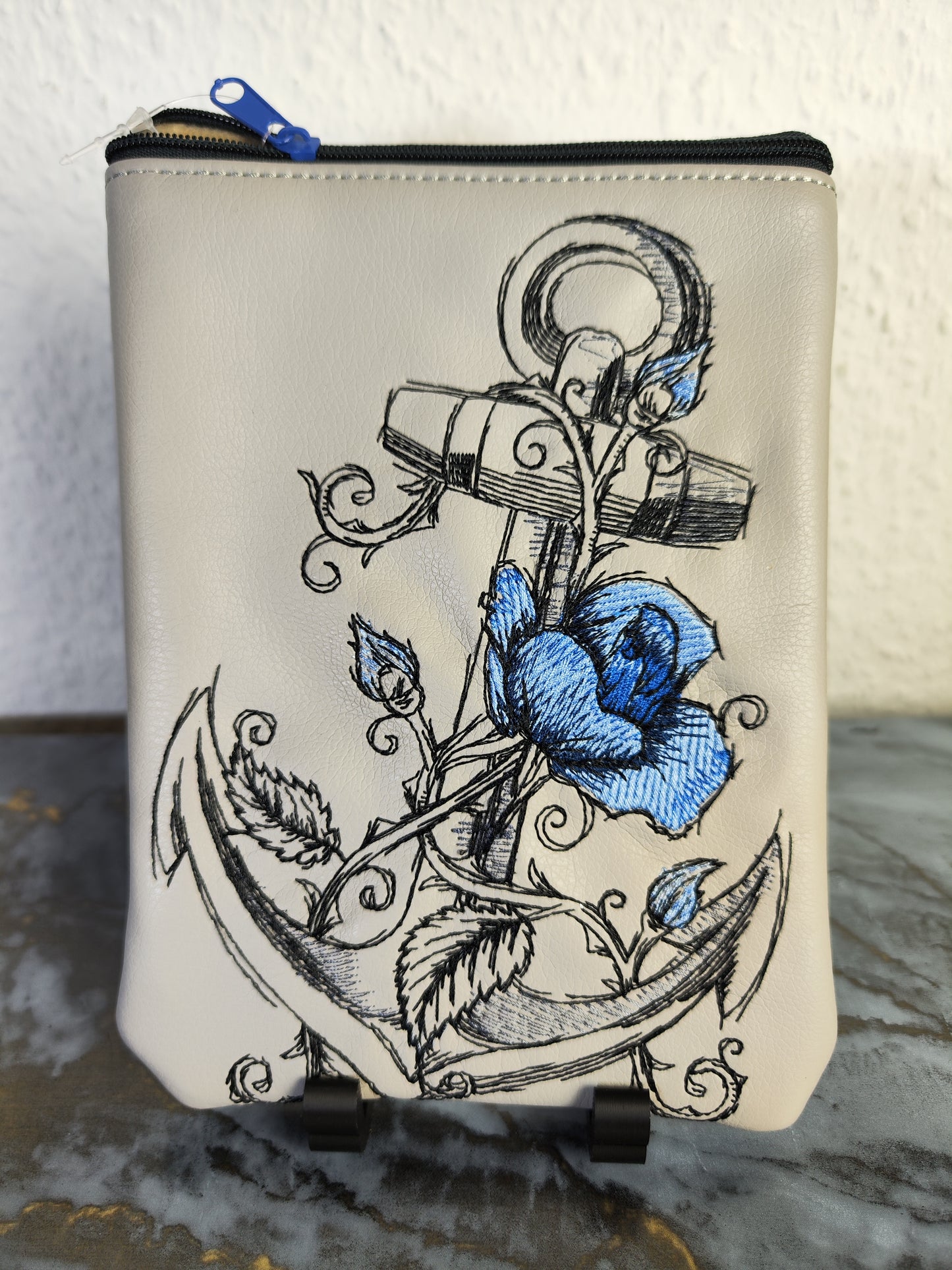 Anker mit Rose - EBook-Reader-Tasche