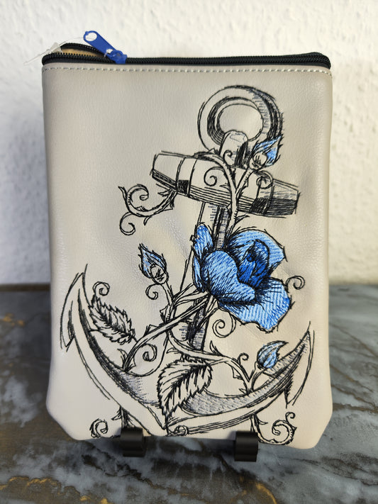 Anker mit Rose - EBook-Reader-Tasche