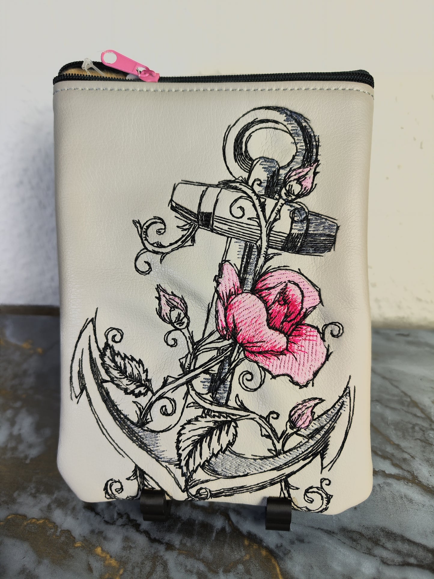 Anker mit Rose - EBook-Reader-Tasche