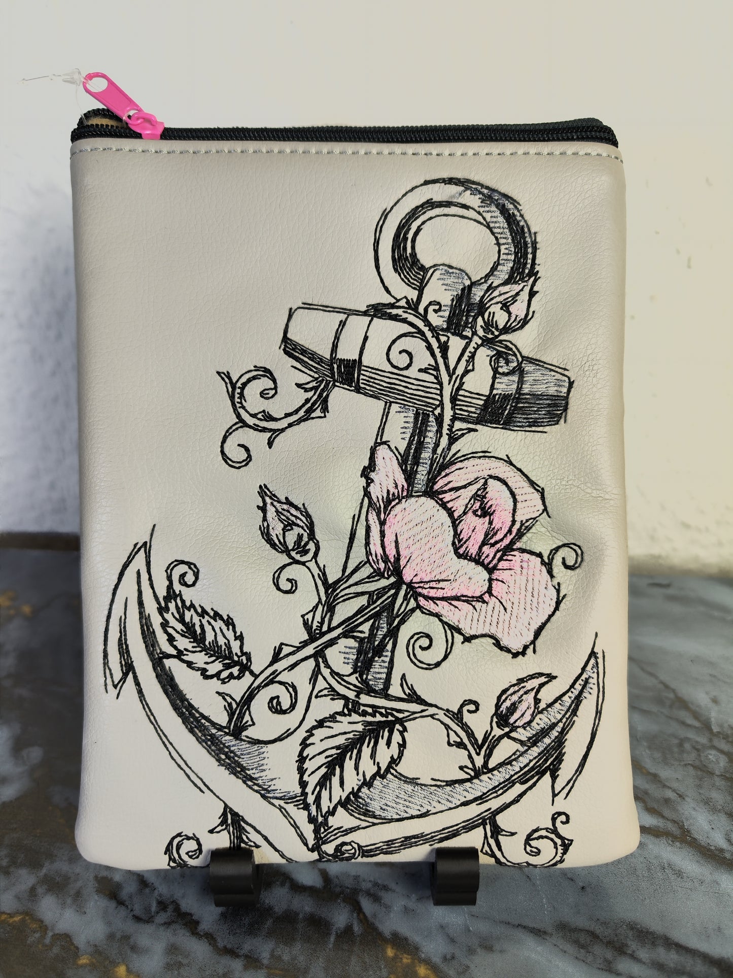 Anker mit Rose - EBook-Reader-Tasche